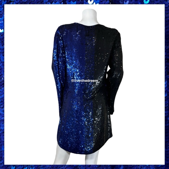 NWT Retrofete Christine Sequin Wrap Dress Blue and Black SZ LARGE $690 - Picture 11 of 16